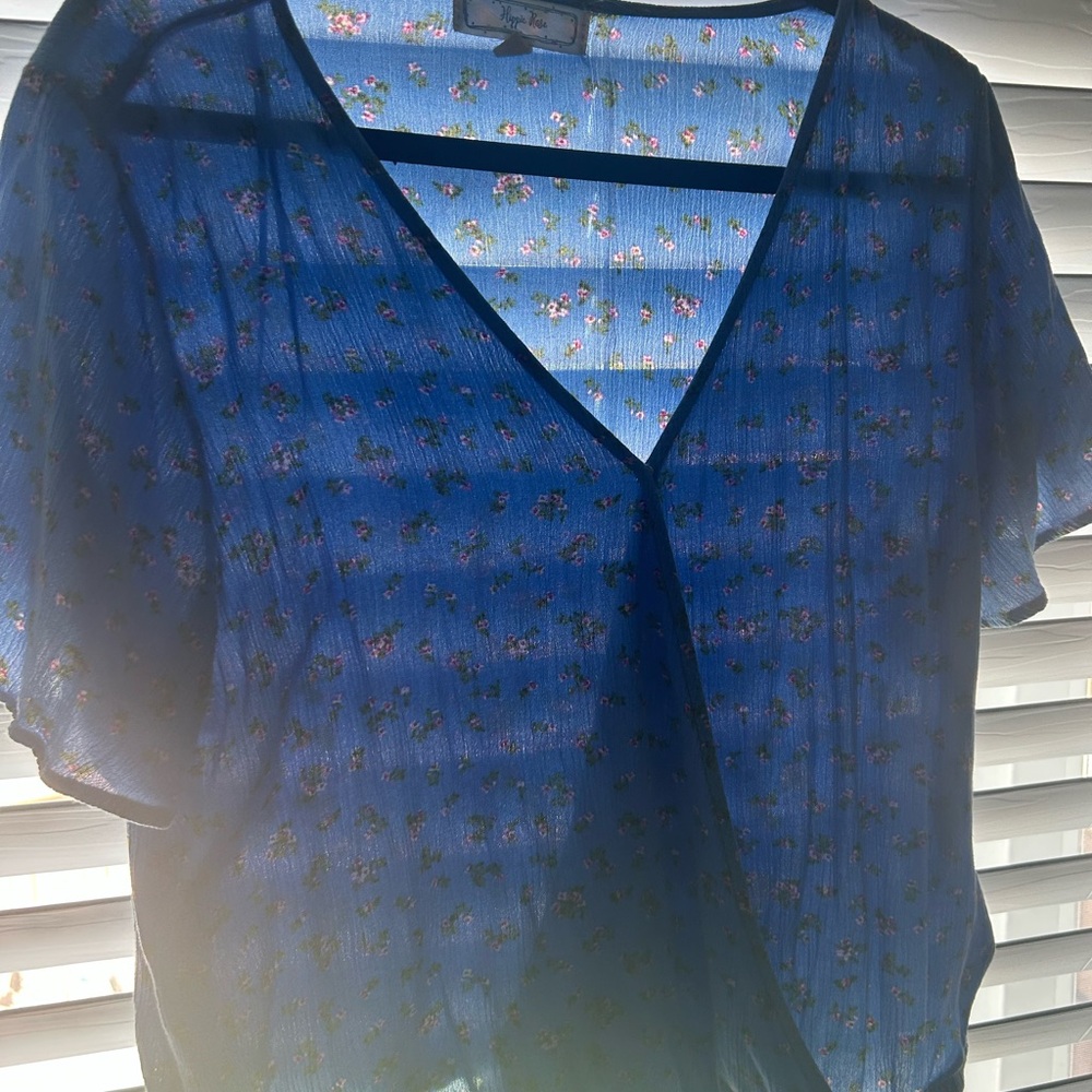 Hippie Rose Blue Floral Blouse